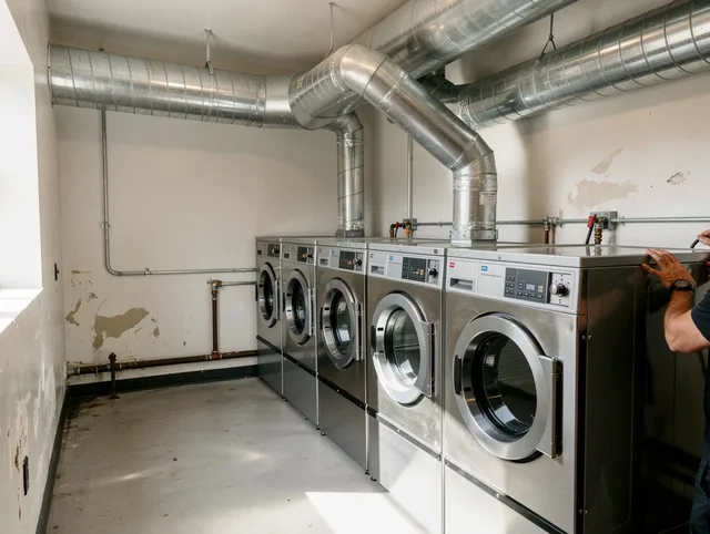 Norton Dryer Vent Cleaning team performing large-scale commercial dryer vent cleaning in Norton