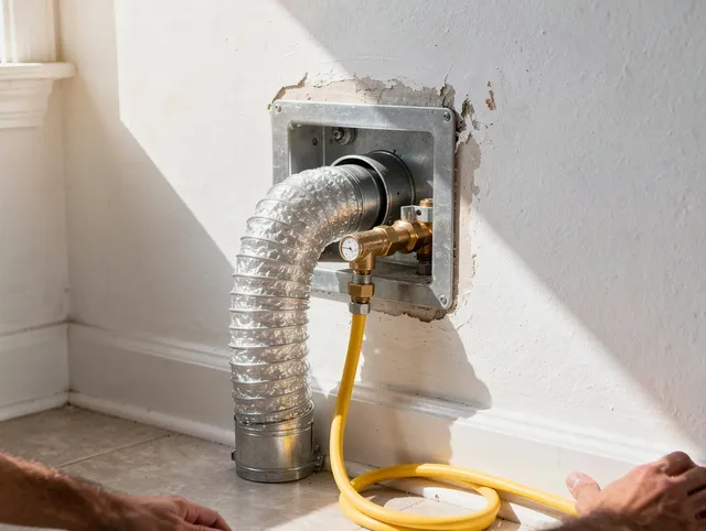 Norton Dryer Vent Cleaning certified technician performing specialized gas dryer vent cleaning in Norton